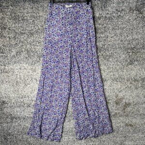 Favorite Daughter Pants Womens Small Purple Floral Wide Leg Pull On Lightweight